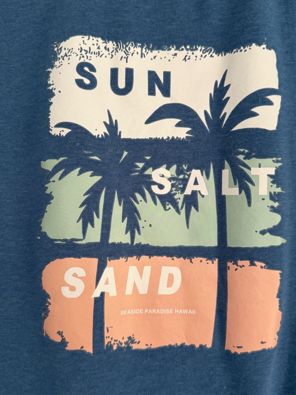 Women's Sleeveless T-Shirt, Blue, “SUN, SALT, SAND” Logo, Size XL - Picture 2 of 8